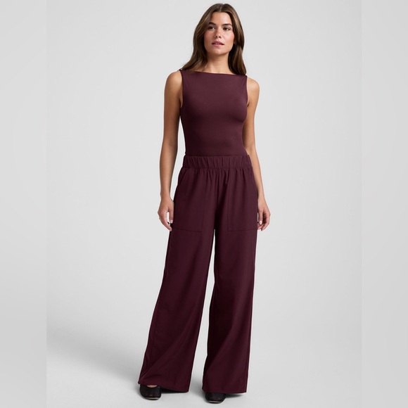 Beyond Yoga Easy Wide Leg Pull-On Pant 31" In Dark Cherry Size Small - Picture 2 of 8